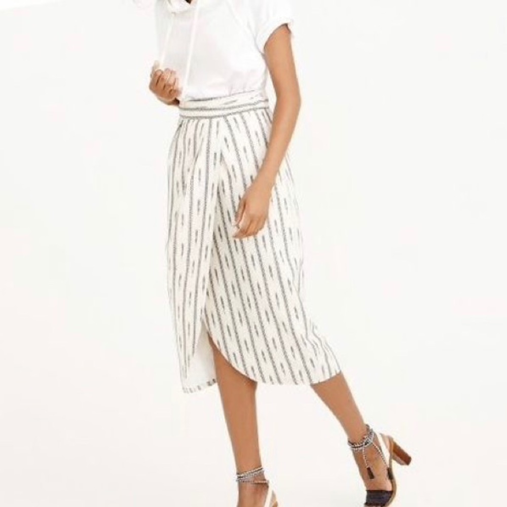 J.CREW / tulip faux wrap skirt in ivory ikat - Picture 1 of 7